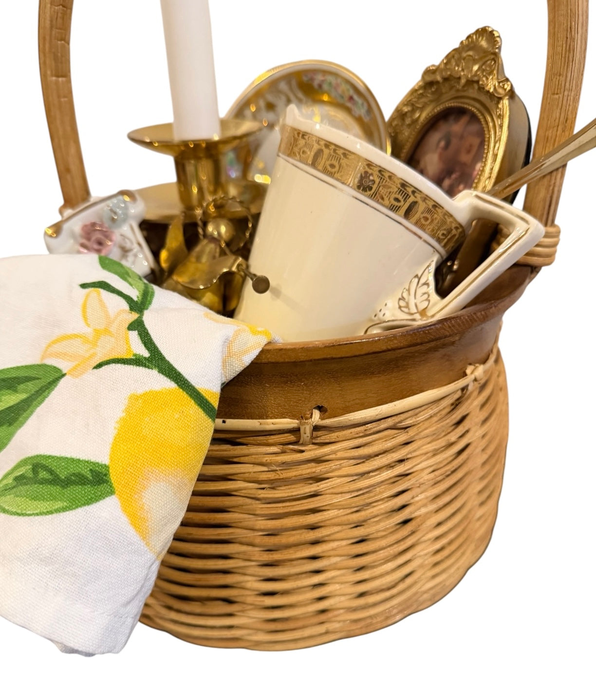 Curated Vintage Grandmillennial Basket | Collected Charm Home Decor Bundle