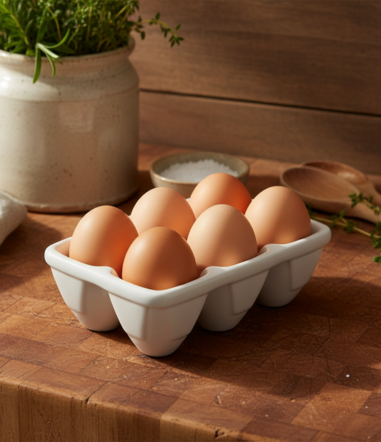Williams Sonoma White Ceramic 6-Egg Carton Tray