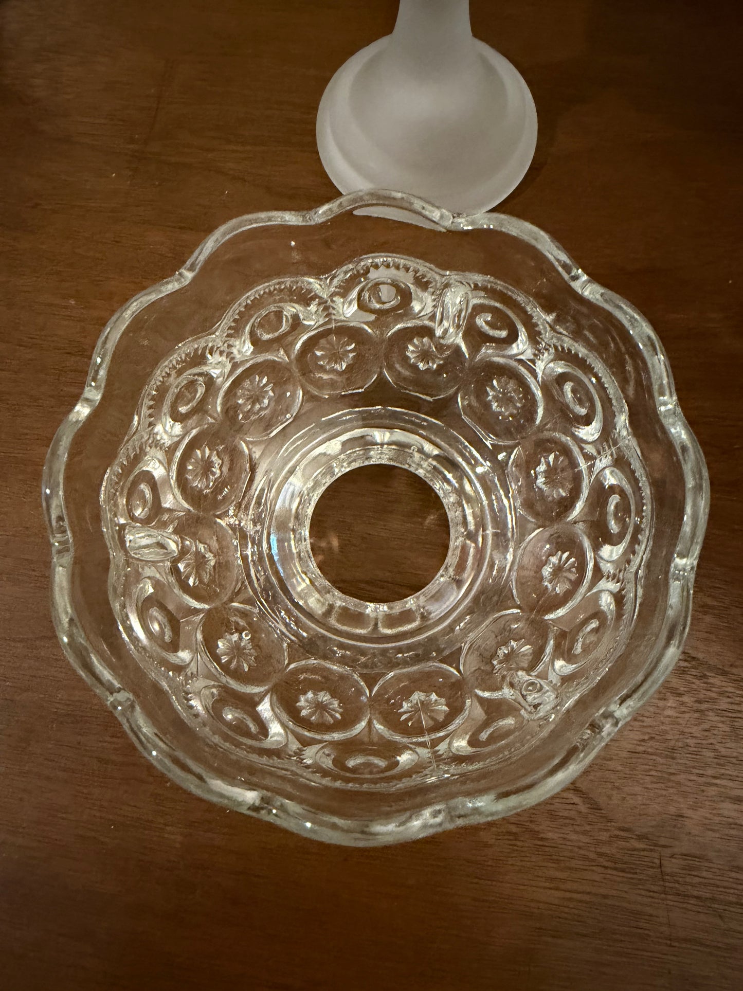 AVAILABLE - Vintage Moon & Stars Fairy Lamp – Clear Glass Dome with Frosted Base | L.E. Smith