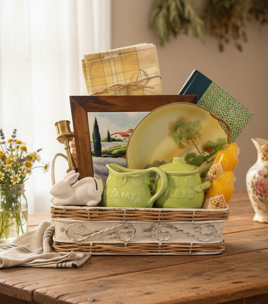 Curated Vintage Cottagecore Basket | Collected Kitchen & Cozy Home Decor Bundle