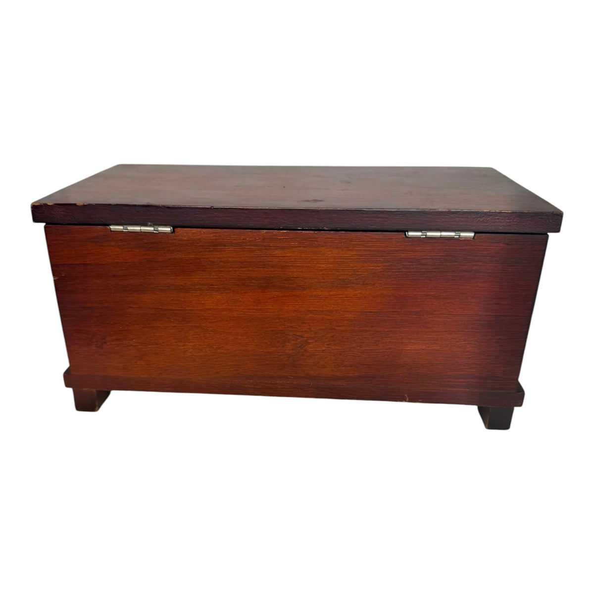 Vintage Cherry-Tone Wooden Jewelry Box with Swing-Out Compartments - Riser