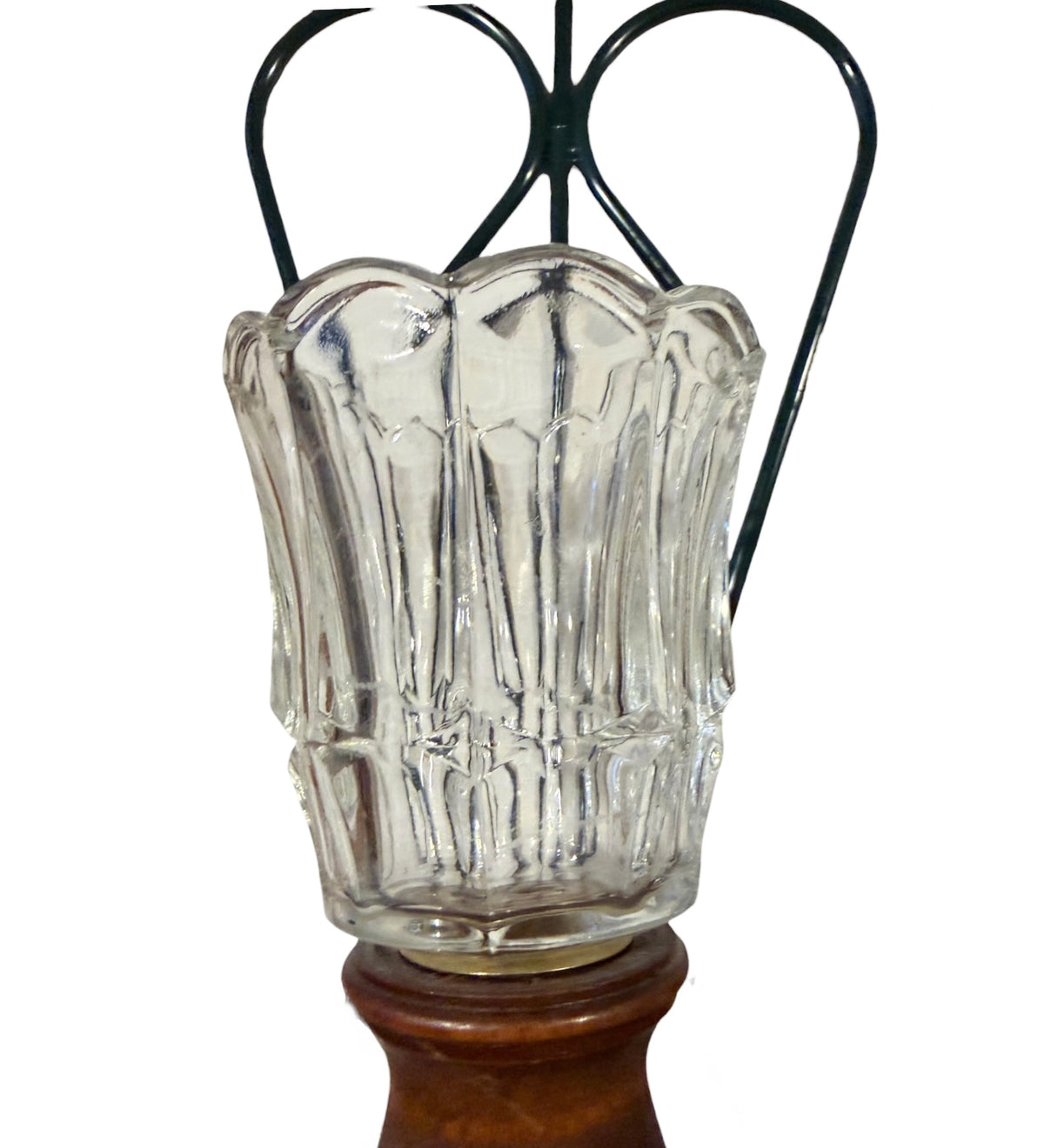 Heart-Shaped Green Wall Candle Sconces – Vintage Wood & Metal with Ruffled Glass Cups