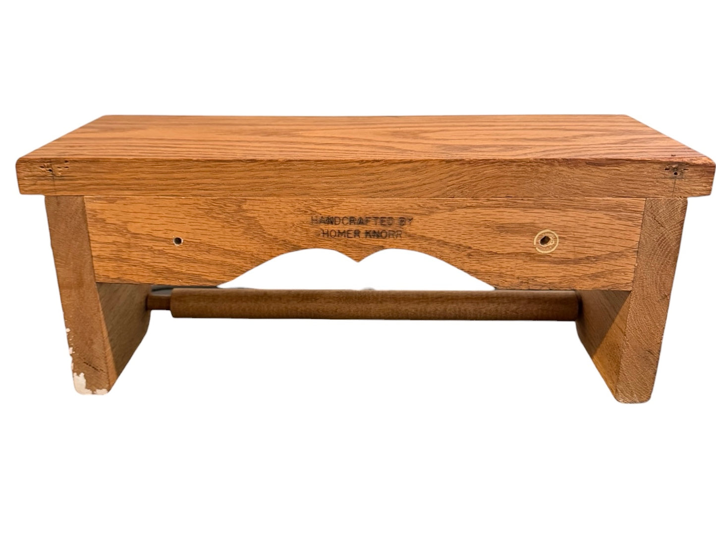 Handmade Oak Vintage Wall-Mounted Paper Towel Holder with Shelf – Scalloped Wood Design