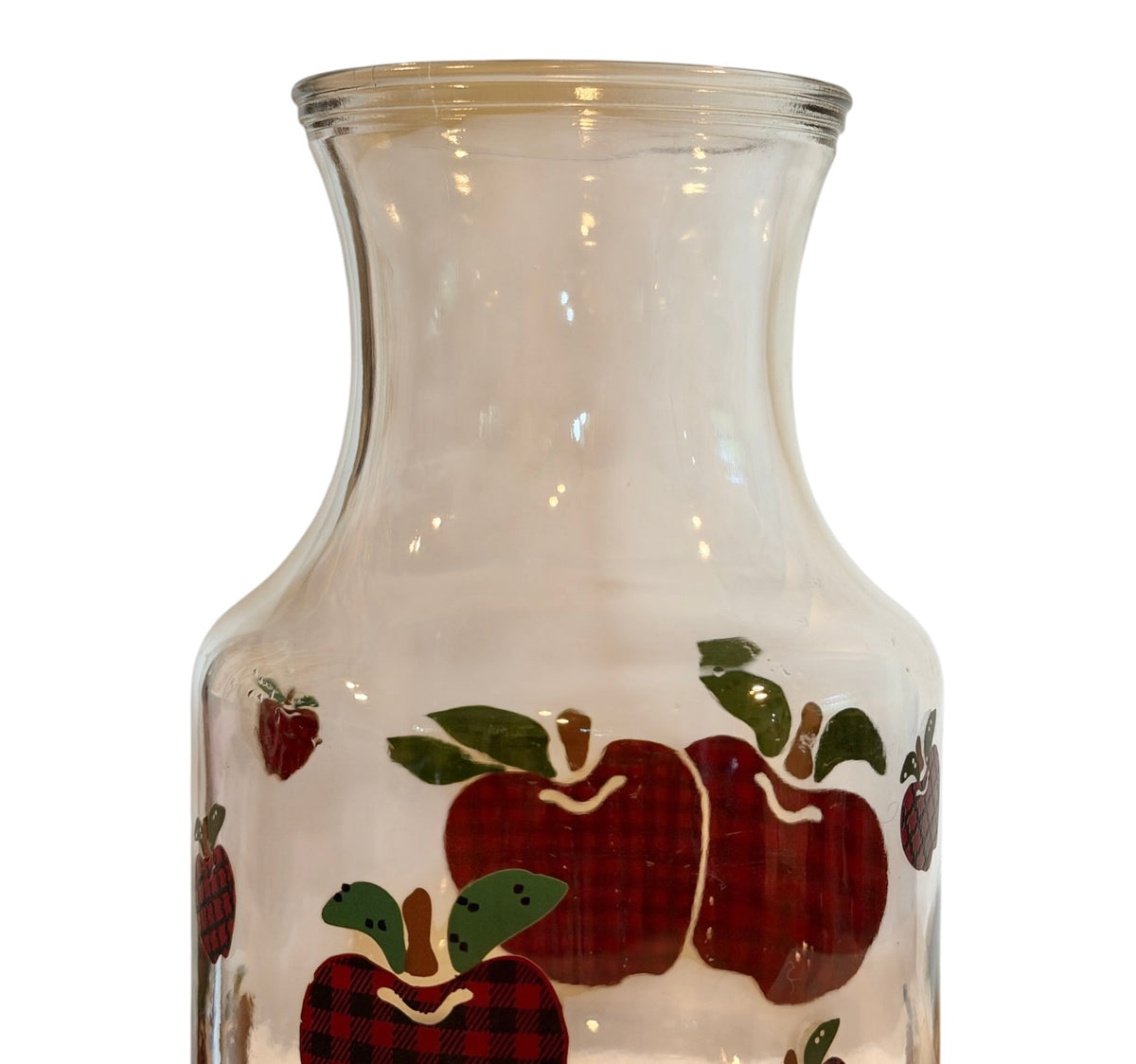 Anchor Hocking Applejack Plaid Apple Glass Vintage Juice Carafe – © IDI – Retro Country Kitchen
