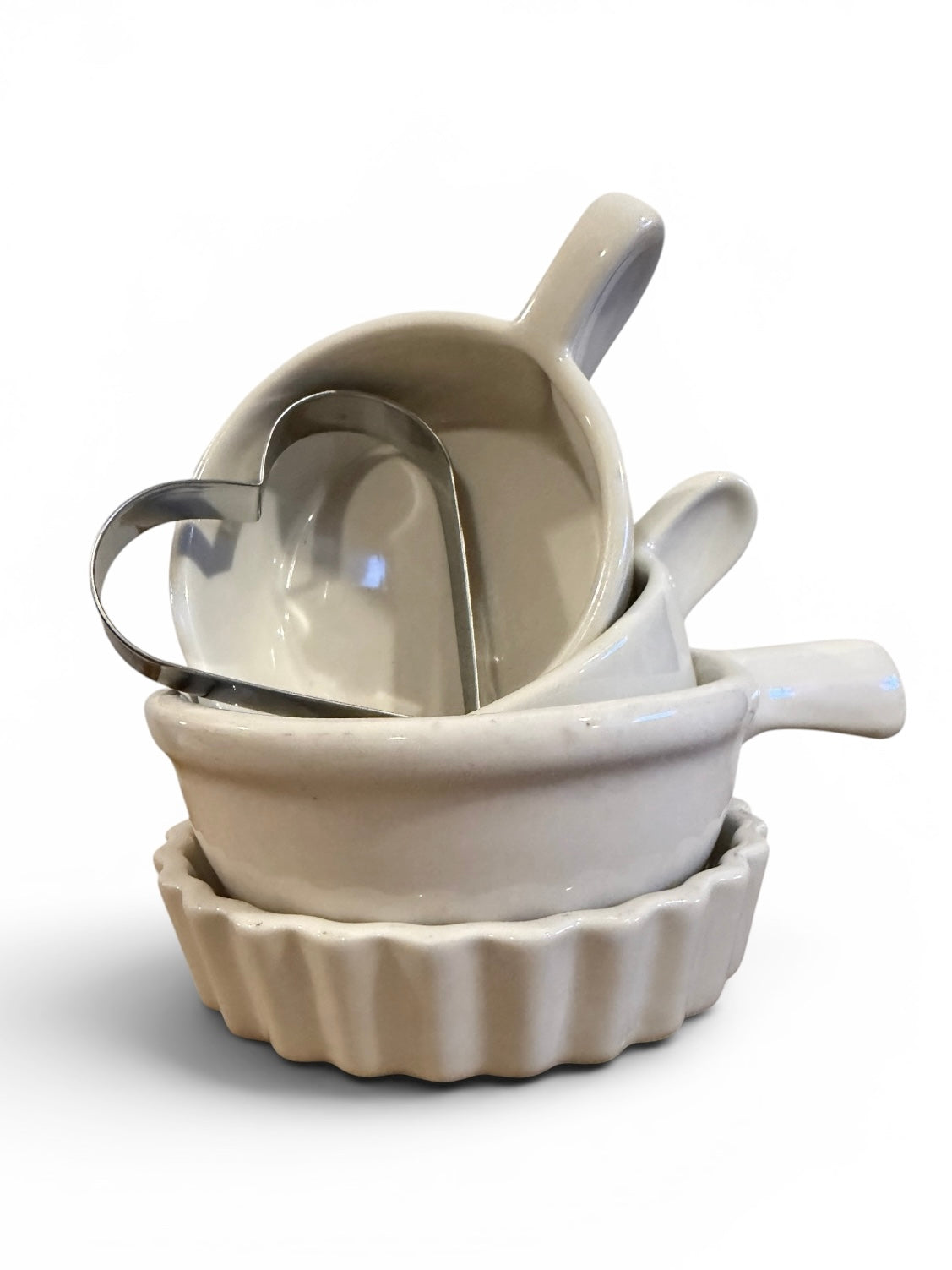 Curated Vignette Restaurant Ware Farmhouse Stack | HALL China, DC USA & Heart Cookie Cutter