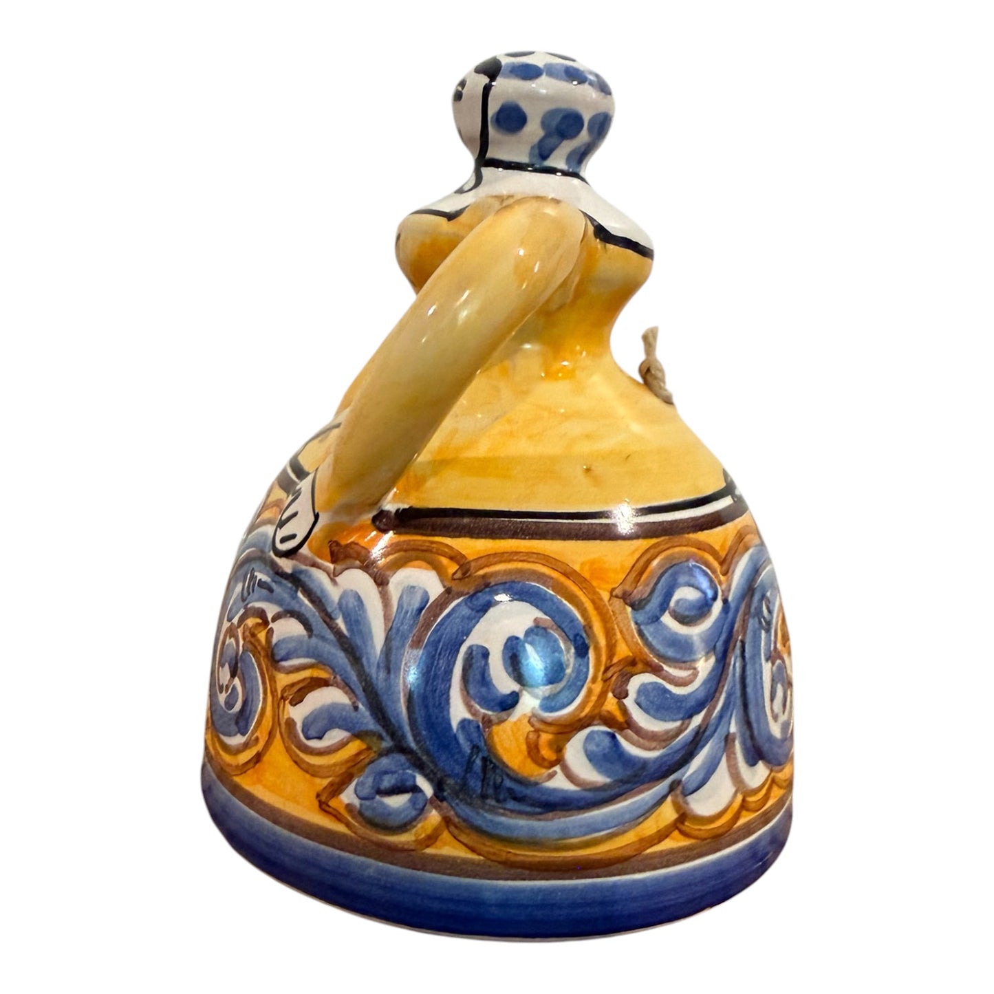 Hand-Painted Vintage Talavera Ceramic Señorita Dinner Bell – España | Majolica Folk Art