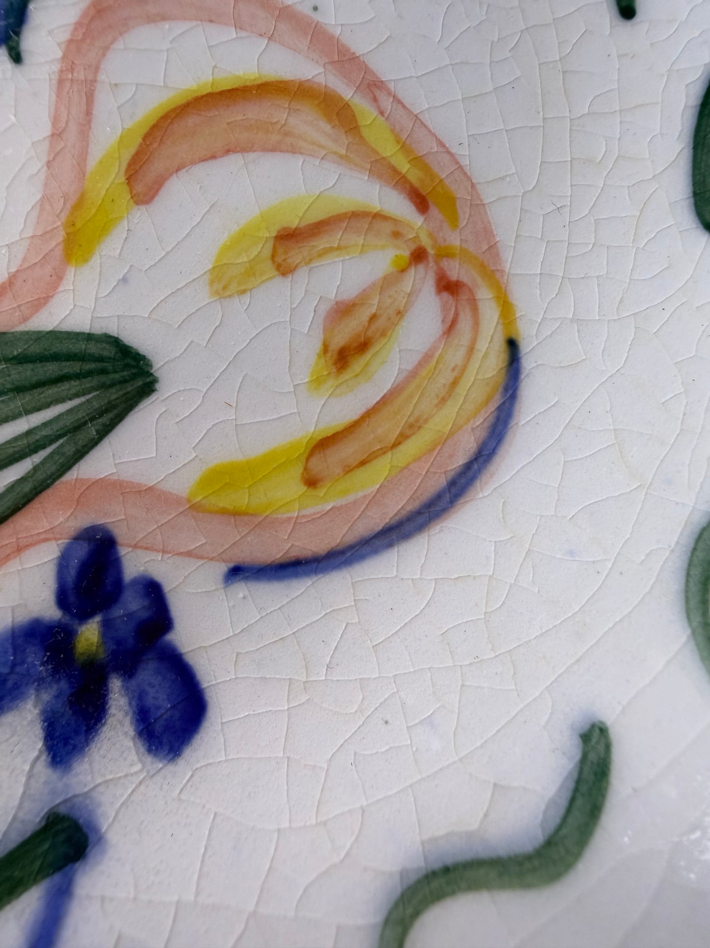 Vintage Faience Glazed Earthenware Bowl – Dutch Delft or French Quimper Style