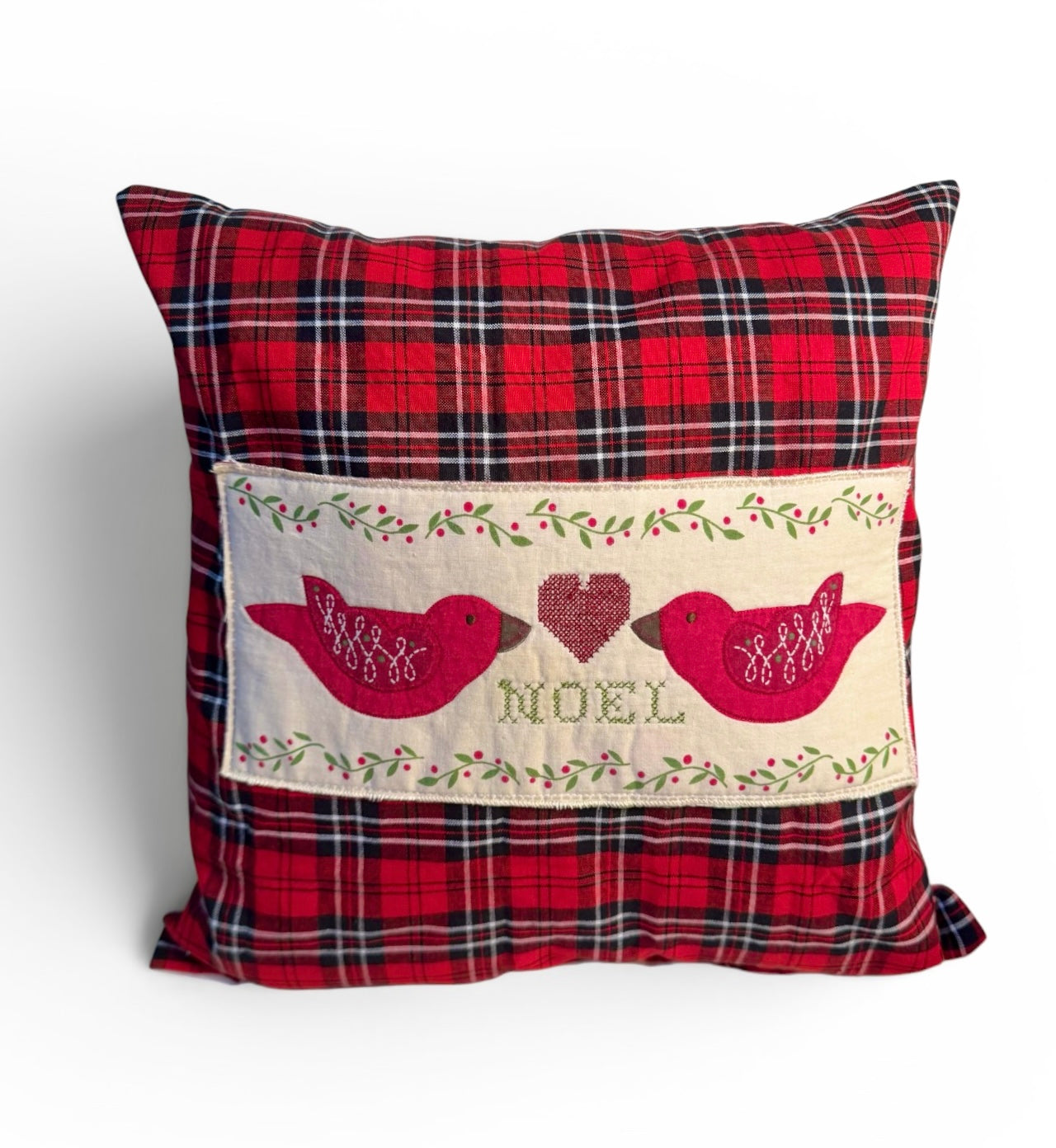 Handmade Vintage-Inspired Holiday Throw Pillow – Repurposed Textiles – One of a Kind by Flea & Frame