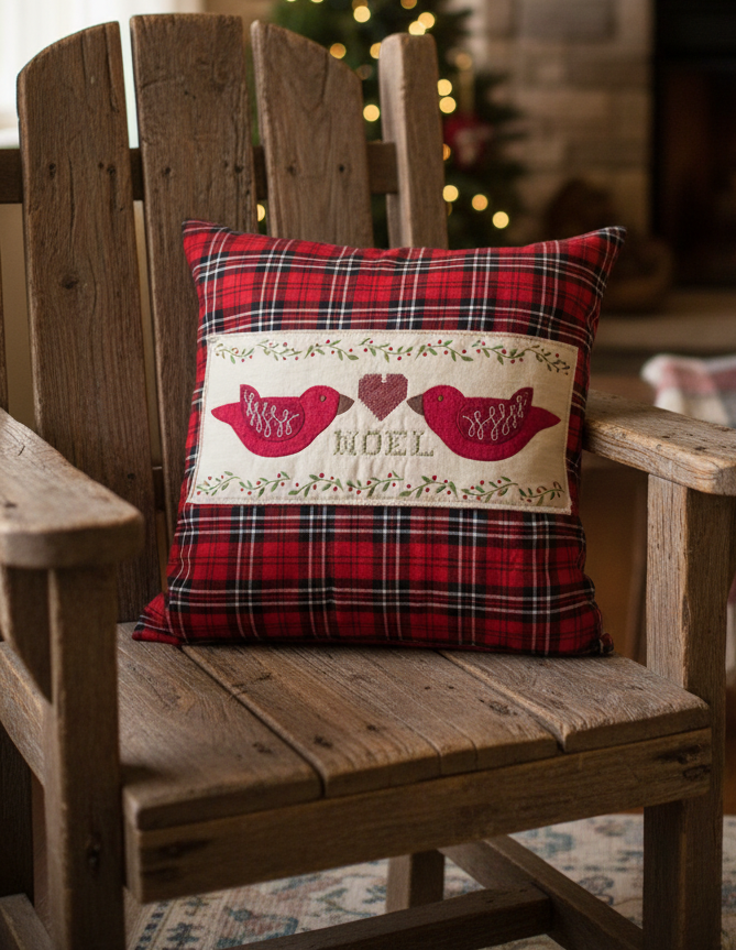 Handmade Vintage-Inspired Holiday Throw Pillow – Repurposed Textiles – One of a Kind by Flea & Frame
