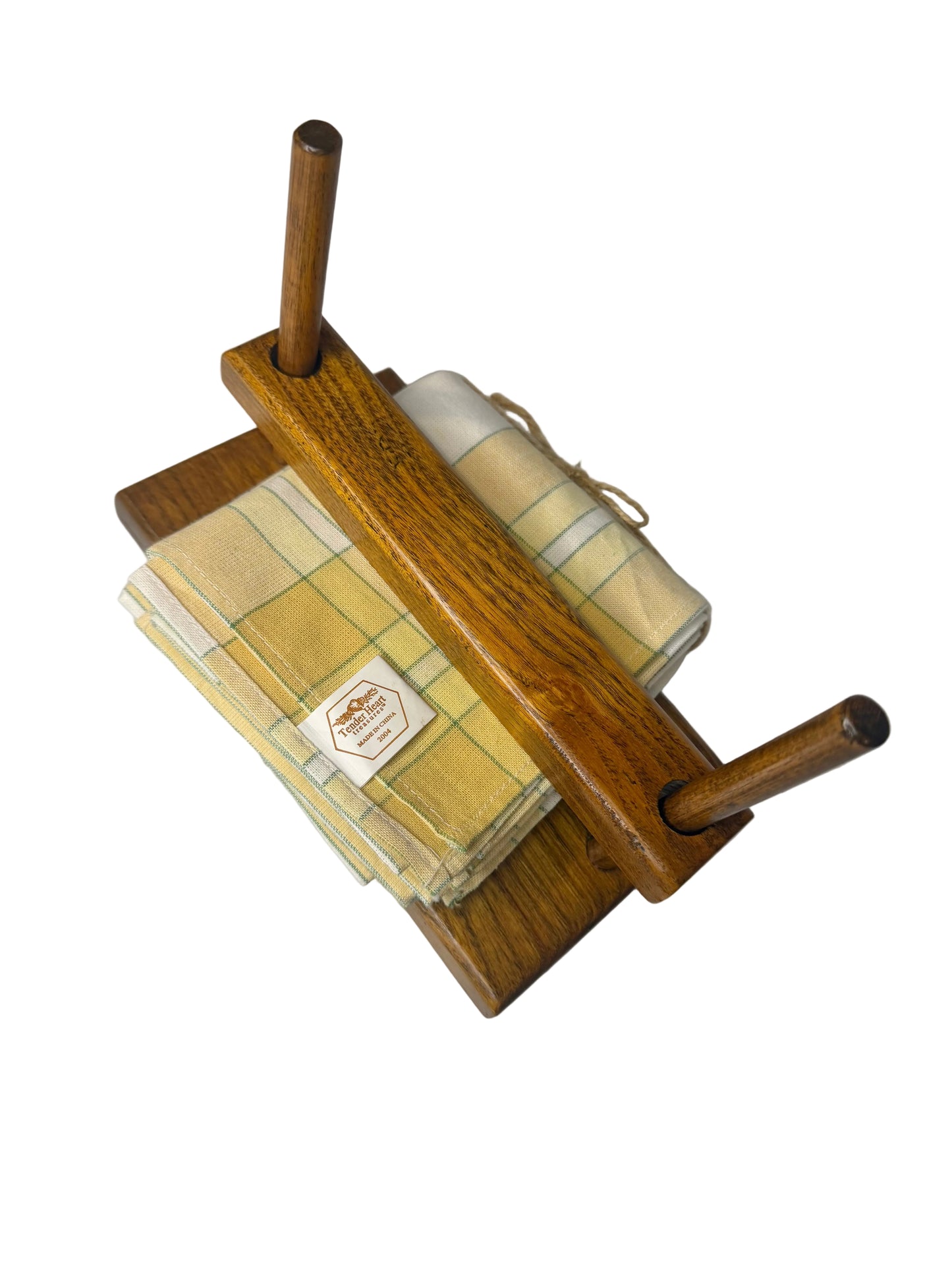 Vintage Solid Wood Napkin Holder with Cloth Napkins - Napkin Press / Napkin Dispenser