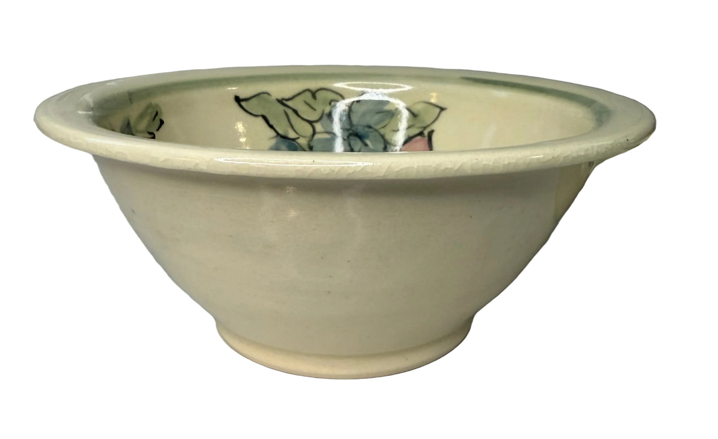 Vintage Hand-Painted Studio Pottery Floral Bowl - Pie Dish - Artisan Ceramic Serving Set (2)