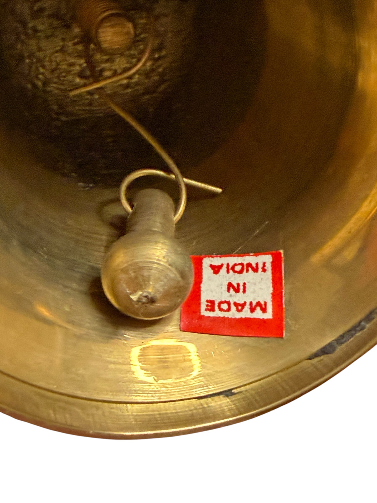 Brass Holly & Berry Hand Bell – Vintage Enameled Christmas Bell