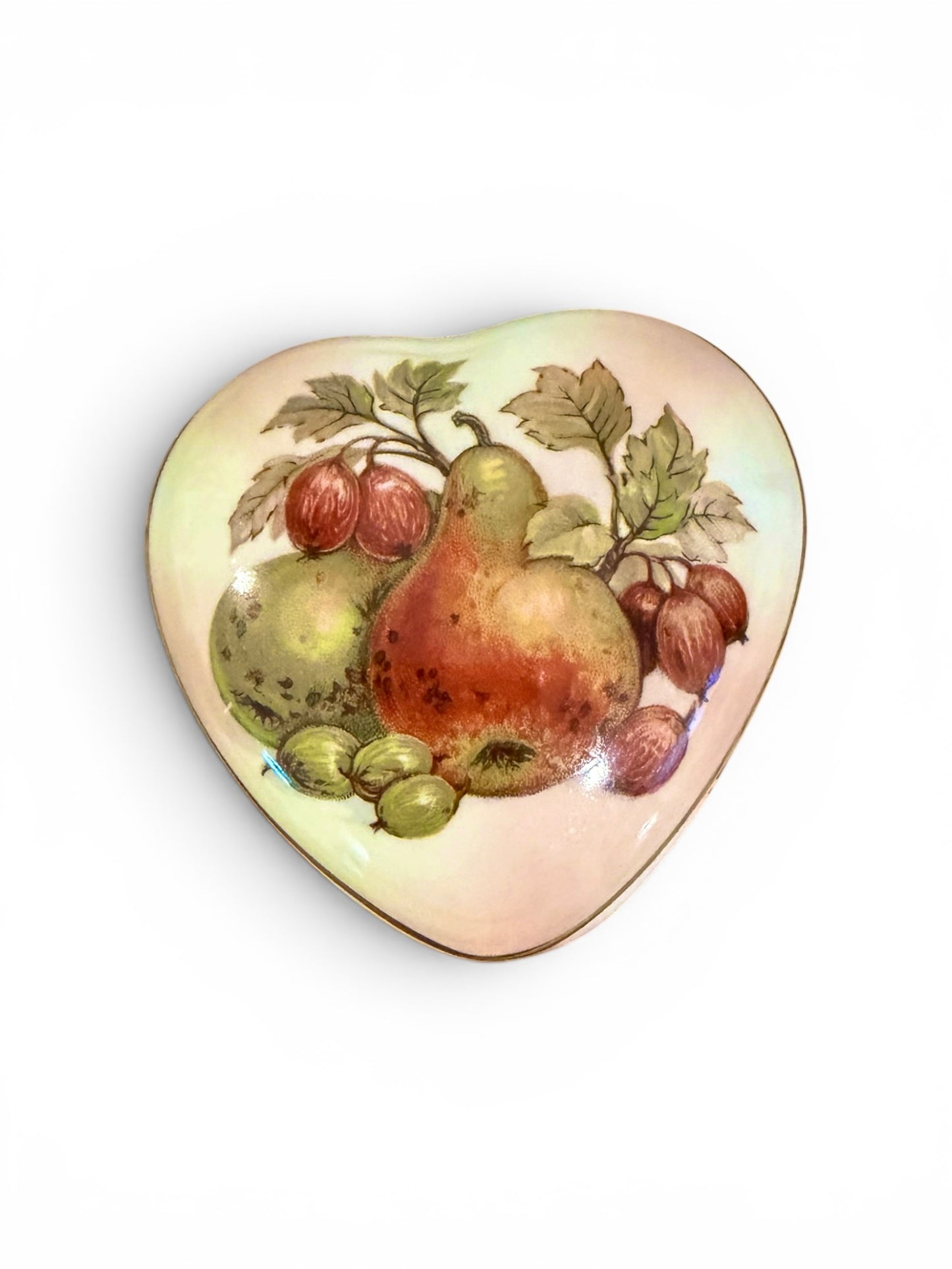 Royal Worcester Palissy Vintage Heart Trinket Box | Royale Collection | Autumn Fruit Porcelain Keepsake Box