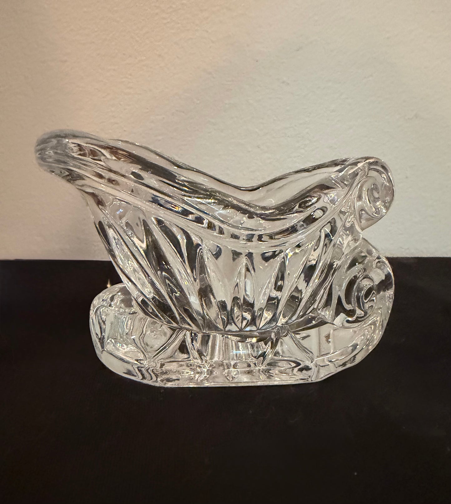 24% Lead Crystal Vintage Christmas Sleigh – Holiday Candy Dish / Votive Holder