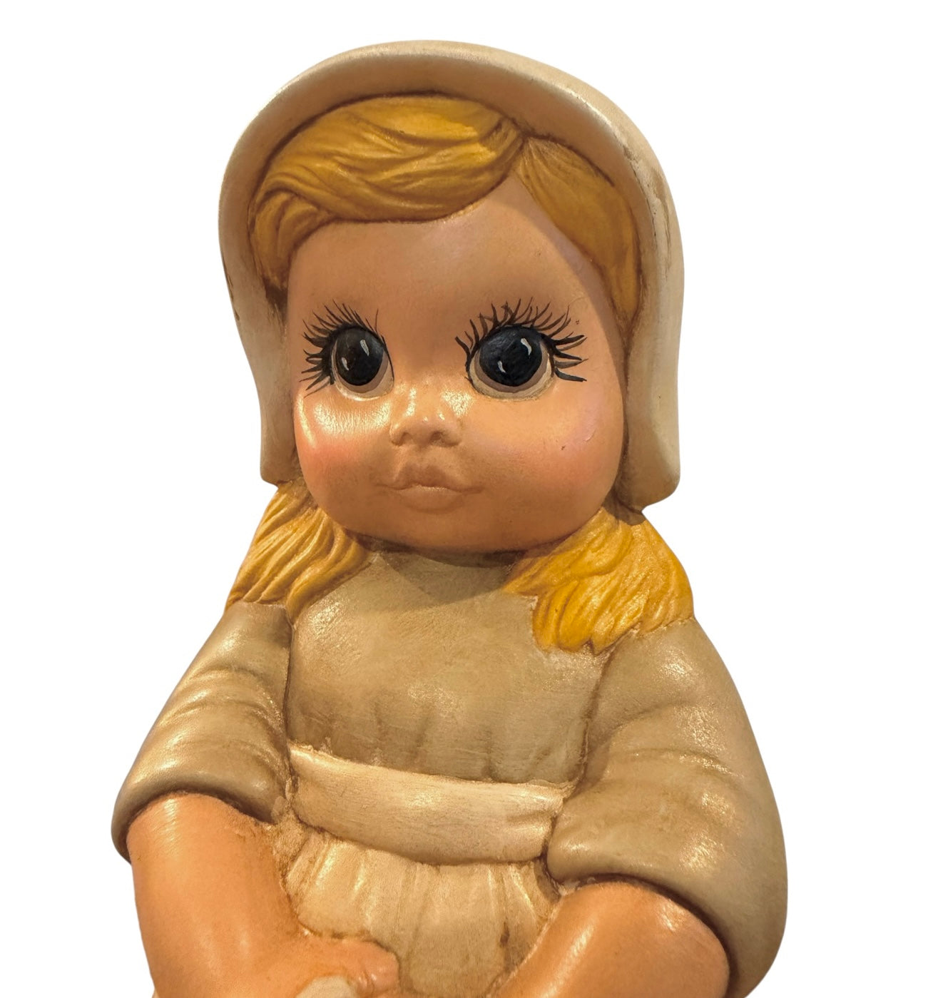 Vintage Hand-Painted Ceramic Girl Figurine | Cottagecore Fall Decor | 1987 | 10”