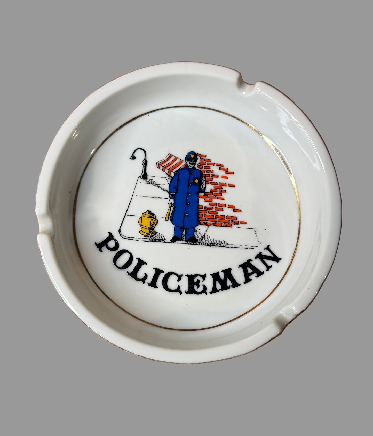Vintage Novelty Policeman Ashtray — Mid-Century Collectible Barware