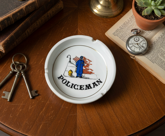 Novelty Vintage Policeman Ashtray — Mid-Century Collectible Barware