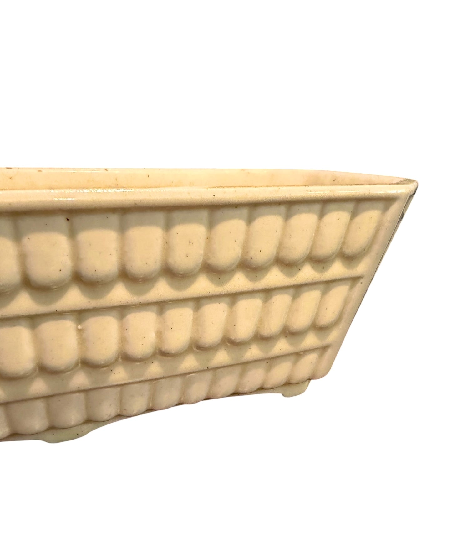 Brush Pottery Vintage Rectangular Planter – Basket Weave / Fish Scale Pattern – USA Pottery