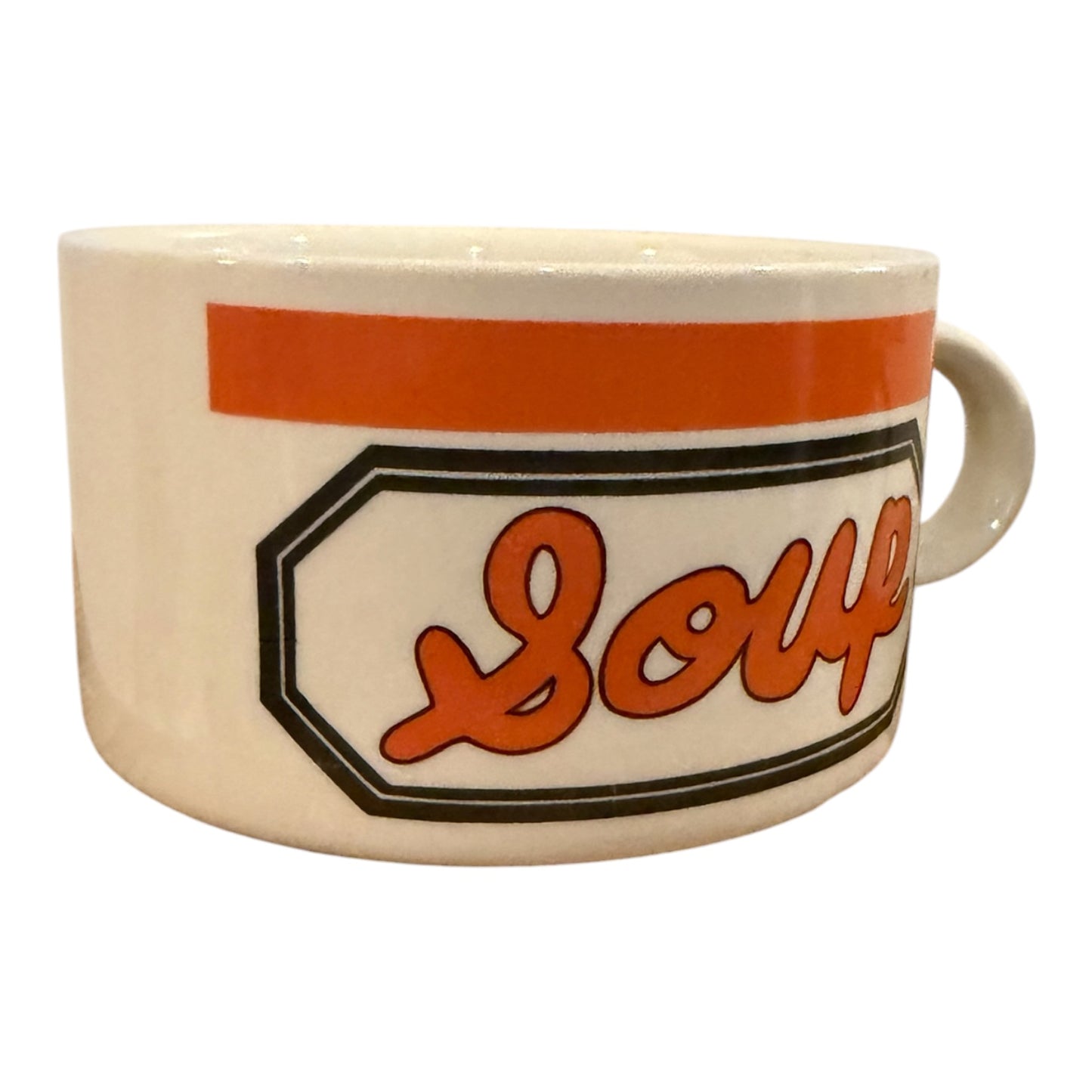 Set of 2 Vintage 1970s–1980s Retro Stoneware “Soup” Mugs