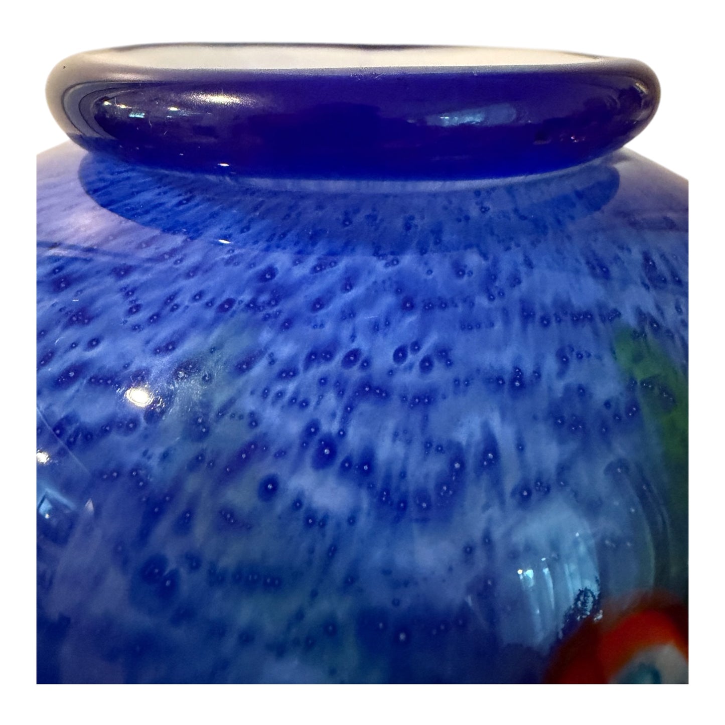 Murano-Style Vintage Millefiori Art Glass Vase – Hand-Blown Murrine Mosaic Cased Glass