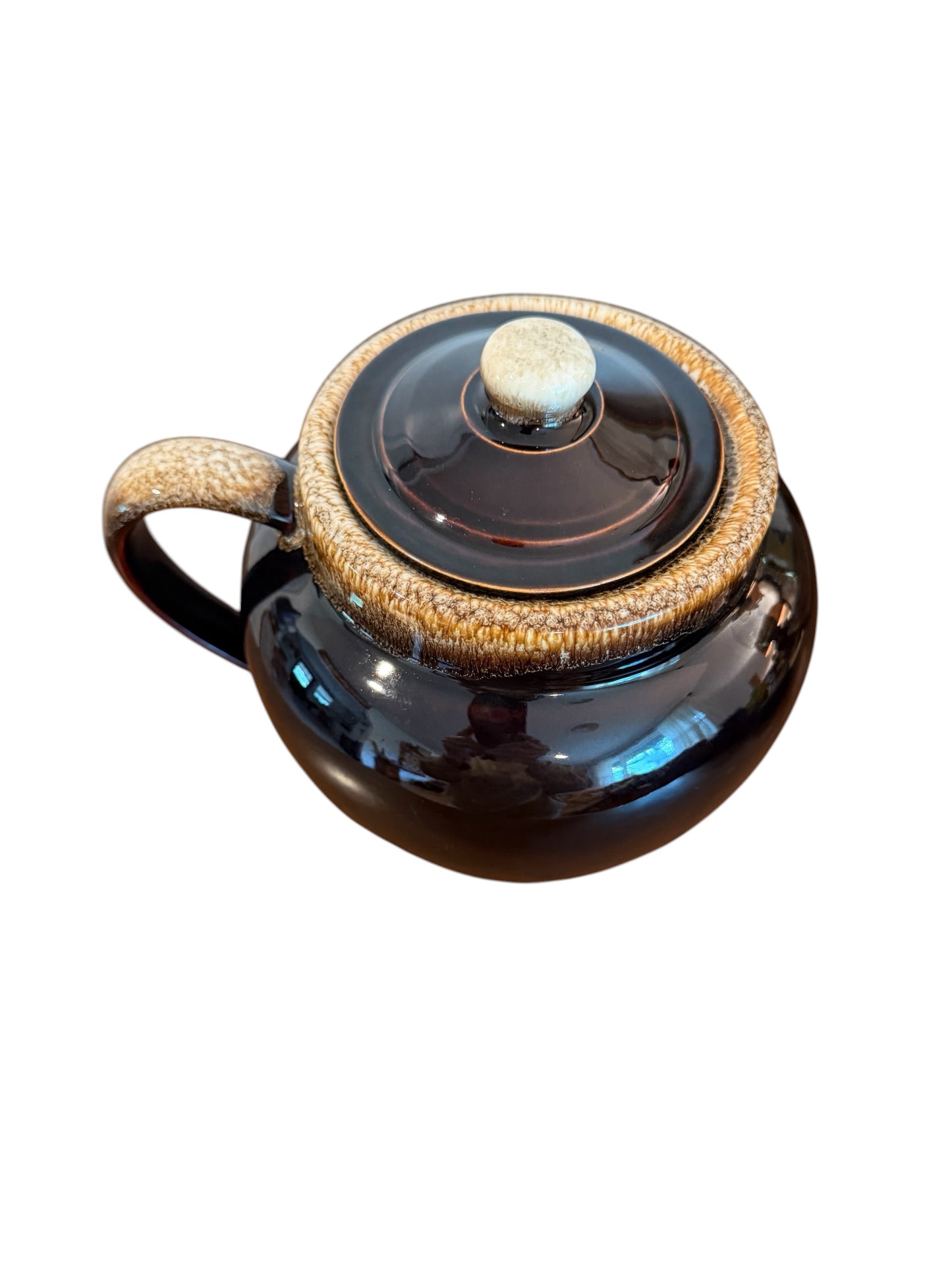 Pfaltzgraff Stoneware Vintage Bean Pot – Mold #70 Brown Drip | Rustic Farmhouse Crock with Lid