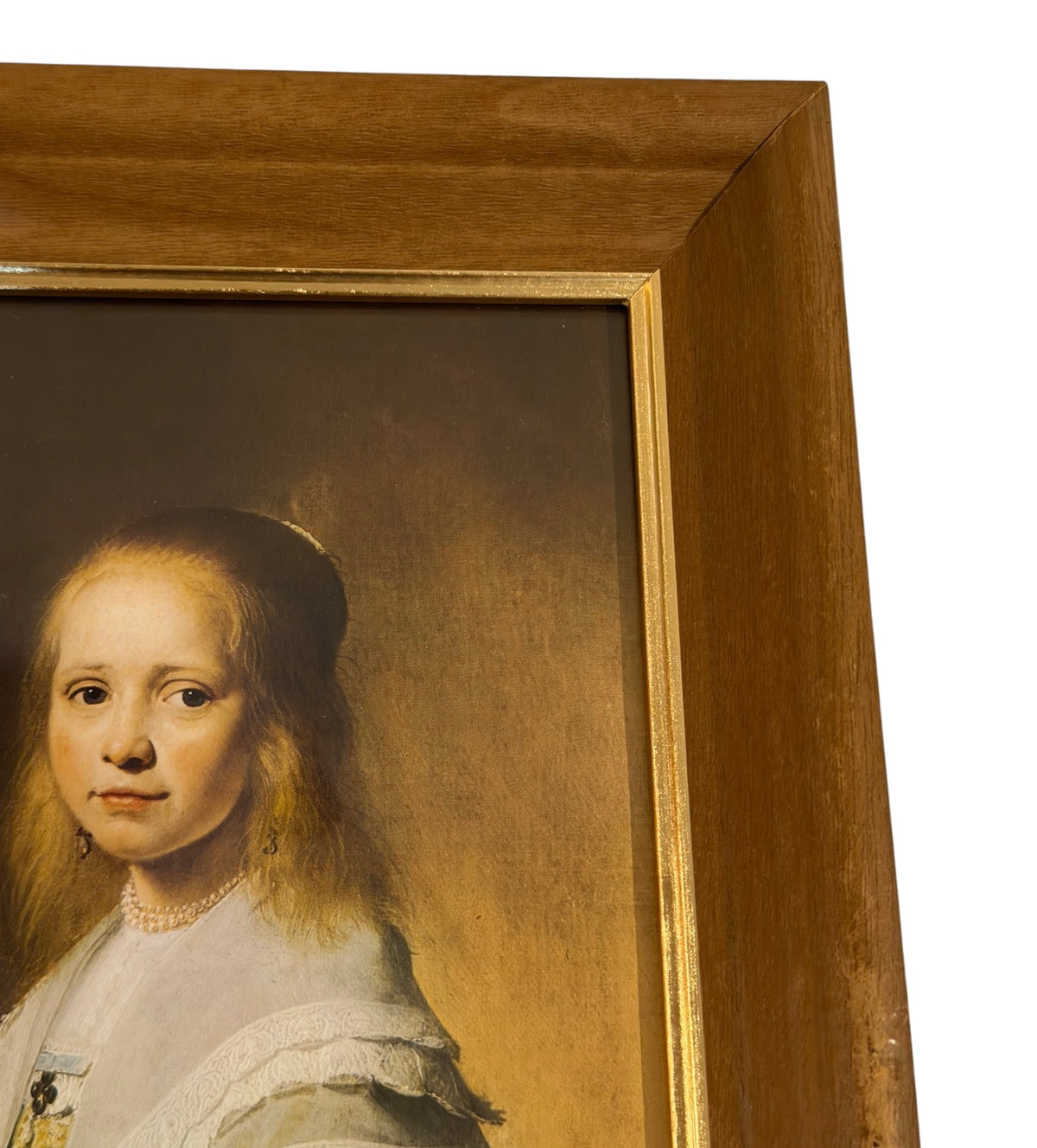 Girl in a Blue Dress – Vintage Frame - Dutch Golden Age Art Print | Flea & Frame Creation - 12” x 10”