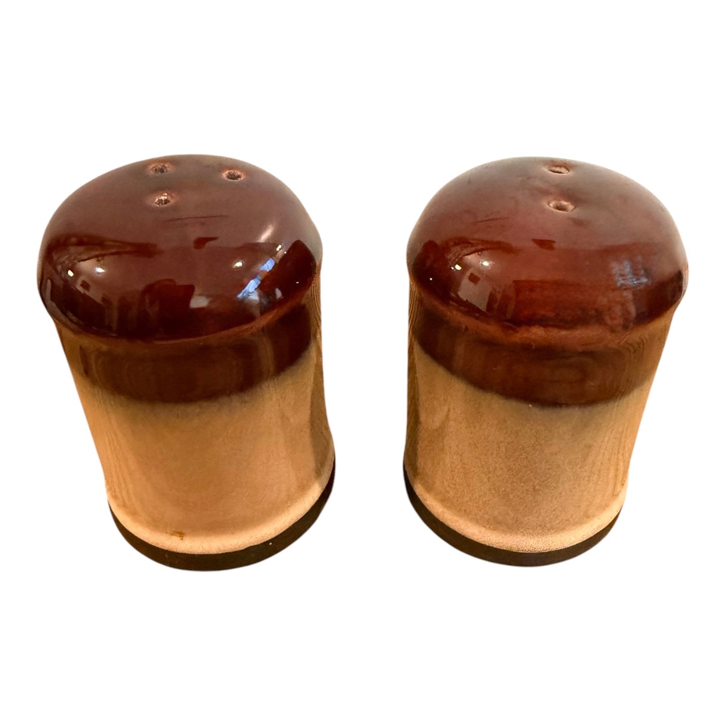 Sango Nova Brown Vintage Salt & Pepper Shaker Set – Rustic Ombre Stoneware – Japan