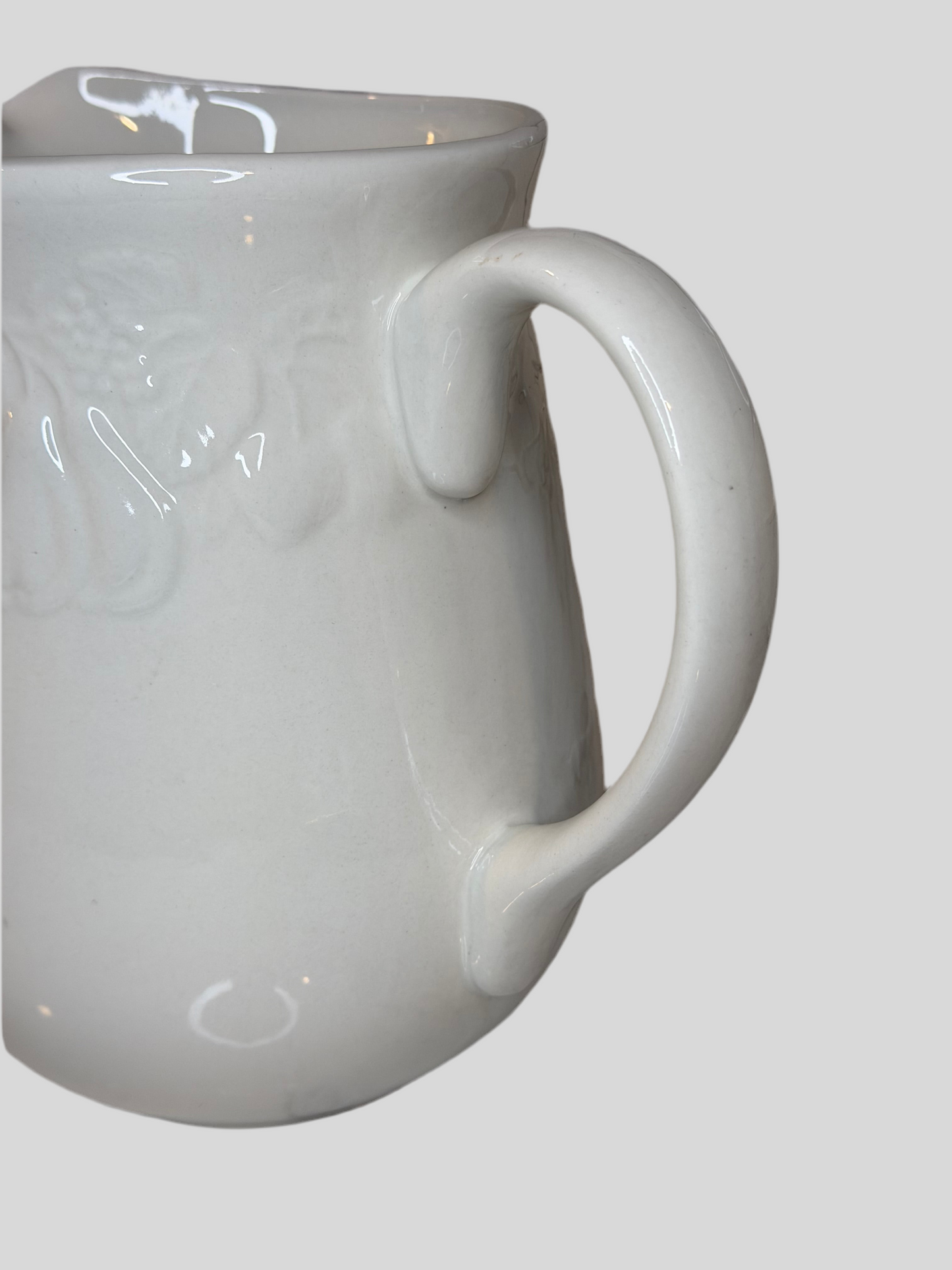 Gibson Housewares Vintage - White Embossed Fruit Pitcher & Sugar Bowl with Lid | Fruit de Blanc