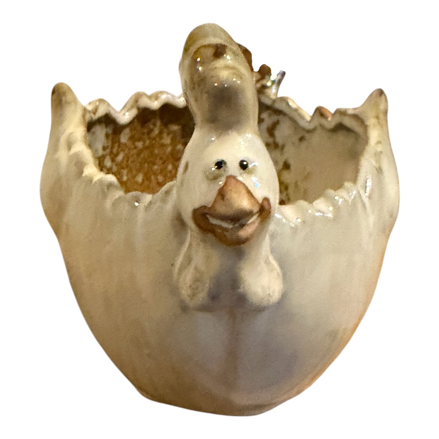 Ceramic Chicken Vintage or Vintage Style Egg Holder / Planter / Catch-All – Drip Glaze