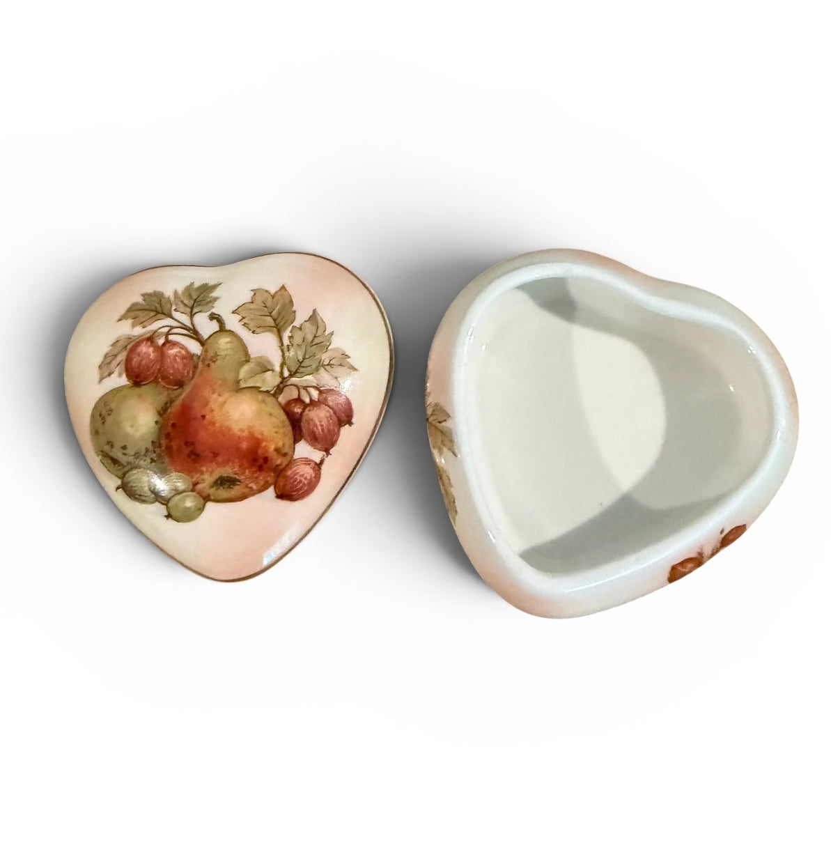 Royal Worcester Palissy Vintage Heart Trinket Box | Royale Collection | Autumn Fruit Porcelain Keepsake Box