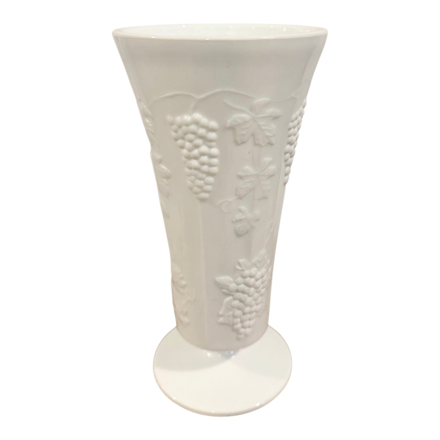 Indiana Glass | Vintage Colony Harvest Grape Milk Glass Vase – 10" Tall