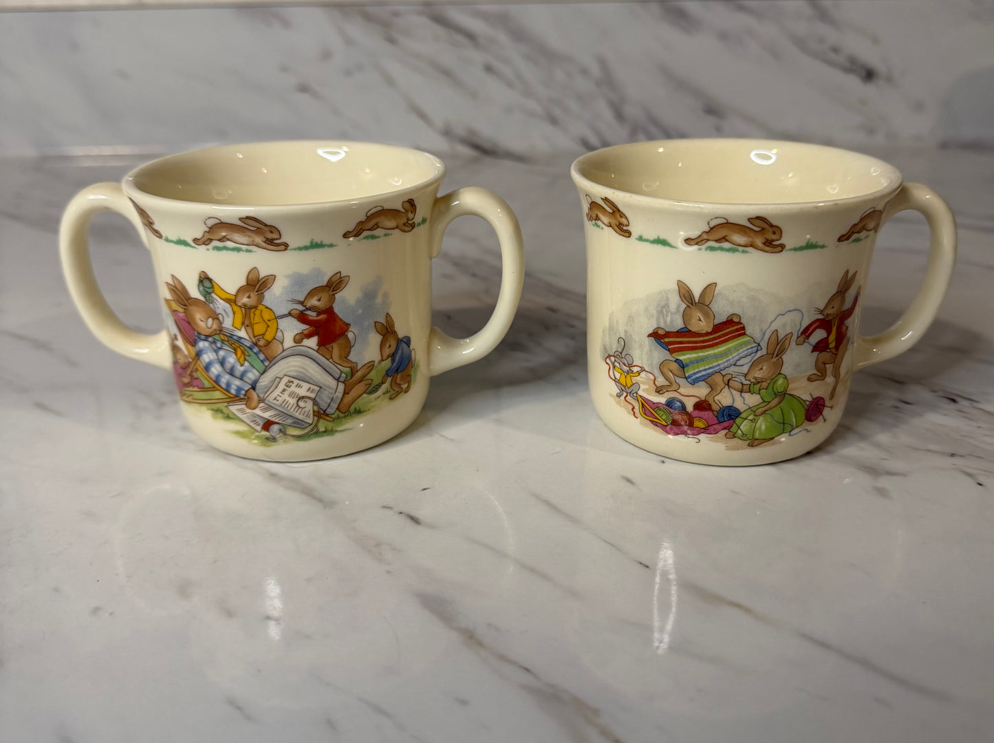 Set of 2 Royal Doulton Bunnykins Mugs — Vintage Children’s Tableware