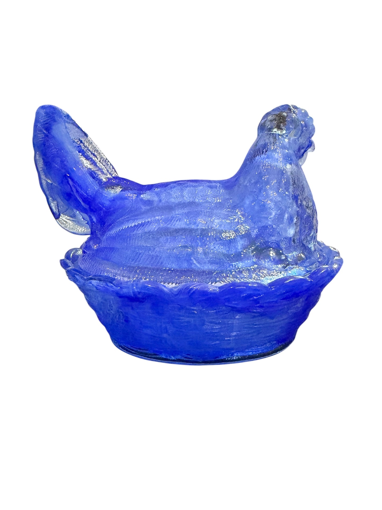 Cobalt Blue & White Swirl Covered Hen on Nest Candy Dish | Trinket Box