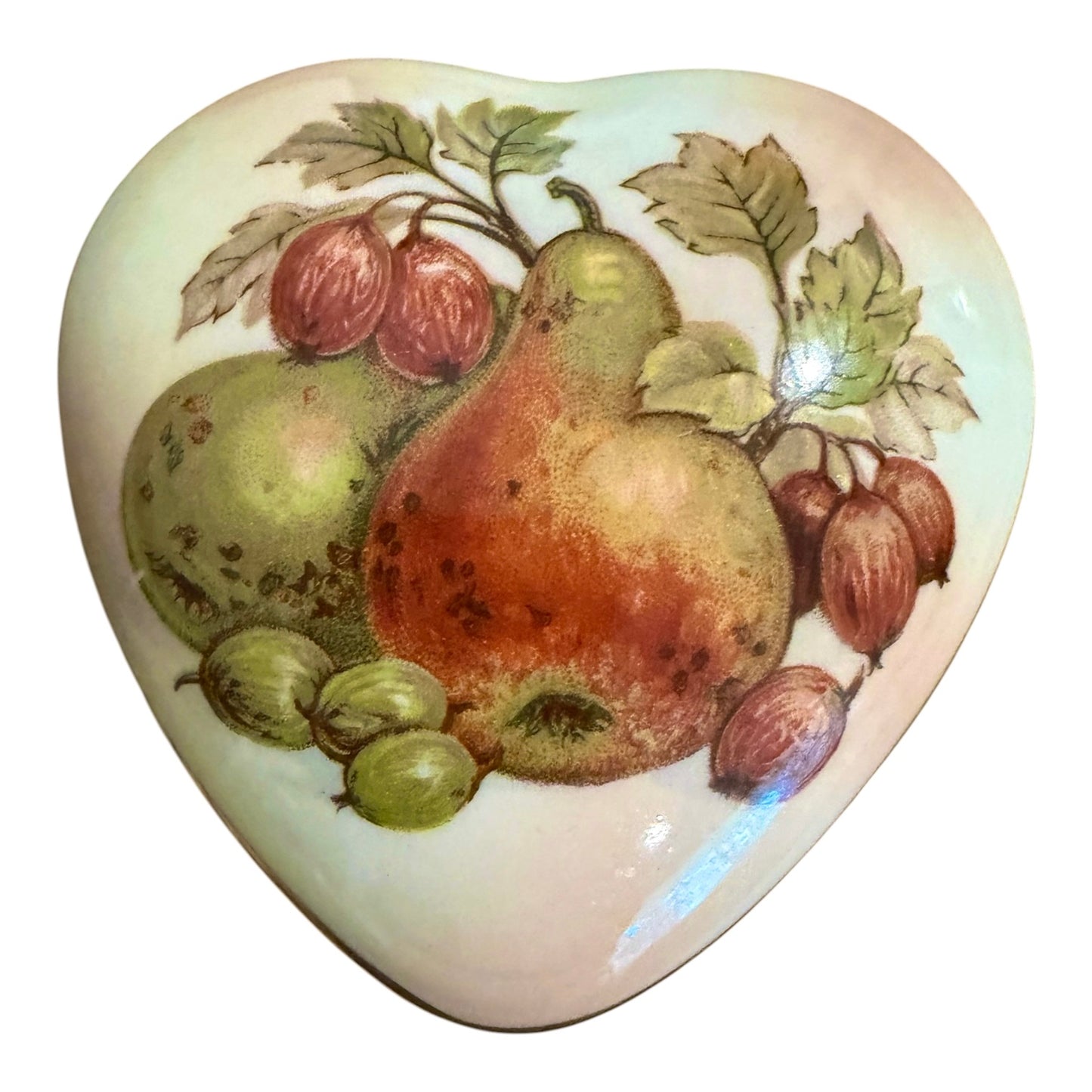 Royal Worcester Palissy Vintage Heart Trinket Box | Royale Collection | Autumn Fruit Porcelain Keepsake Box