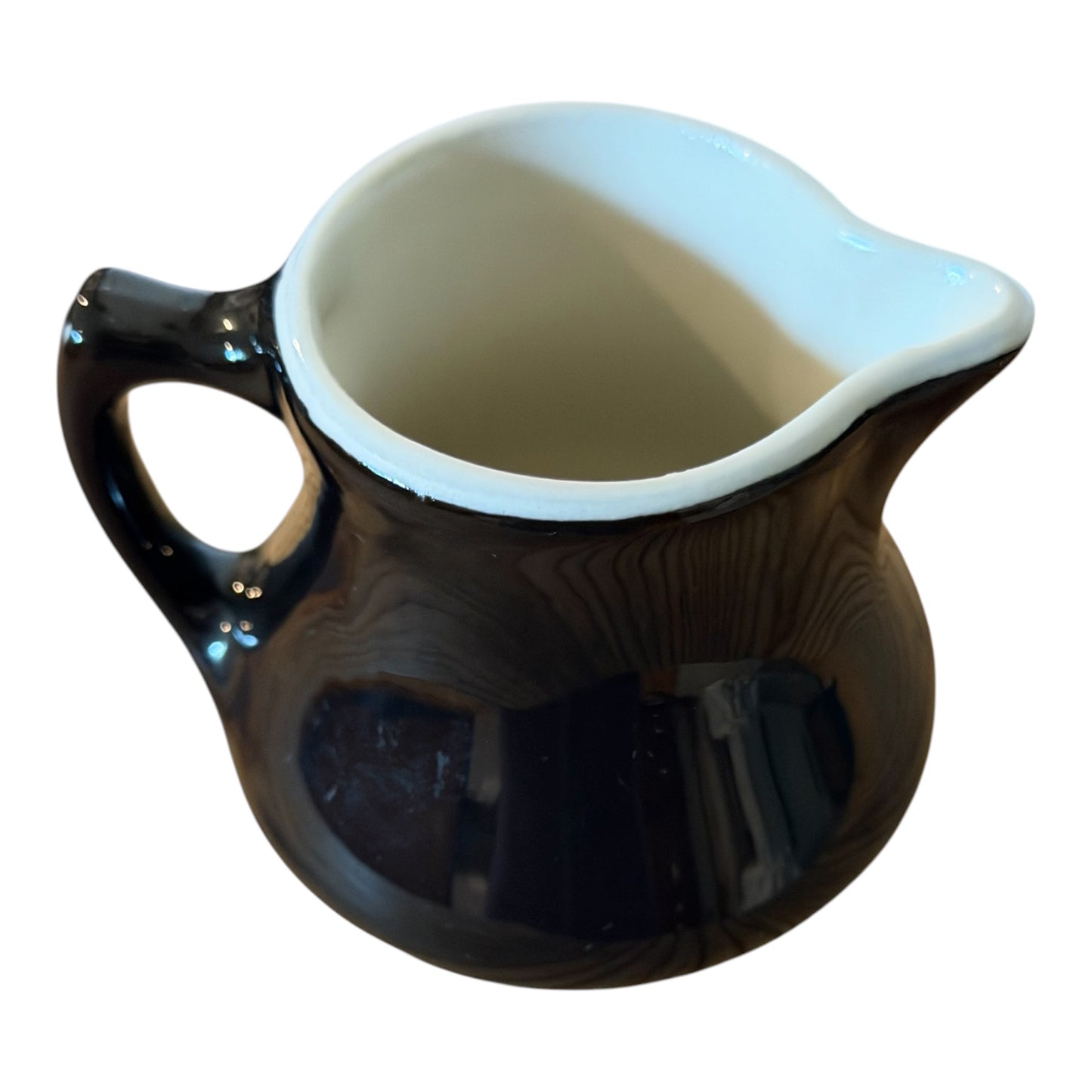 Hall China Black Individual Vintage Creamer Pitcher | Restaurant Ware Syrup Server | Made in USA