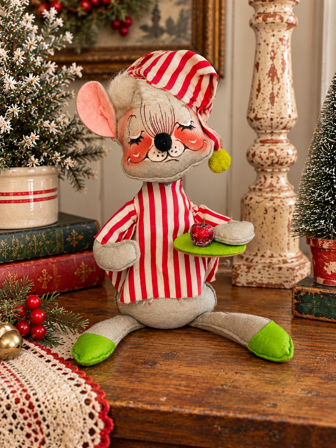 Large 1971 Annalee Mobilitee Bedtime Christmas Mouse Doll – Sugar Plum Fairy – 13.5”
