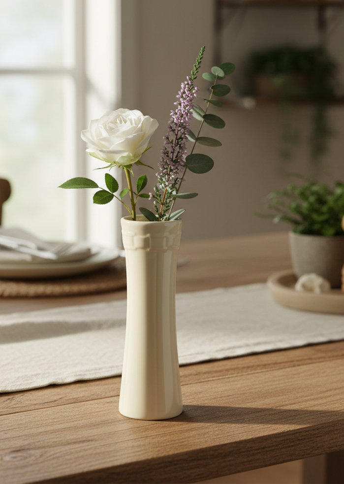 Longaberger Woven Traditions Ivory Bud Vase | Ceramic Basketweave Vase