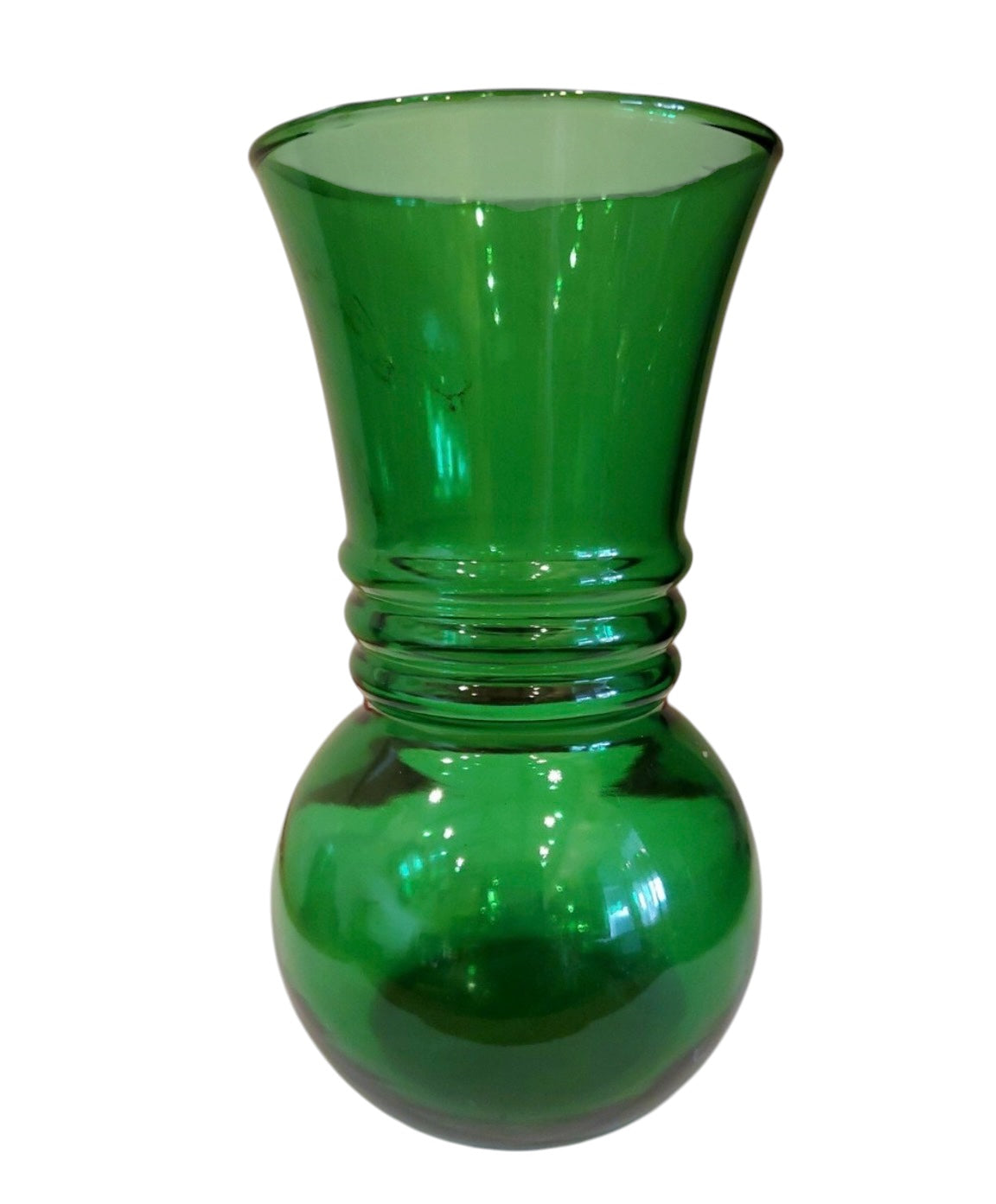 Anchor Hocking Vintage Forest Green Glass Vase | Ribbed MCM Bud Vase