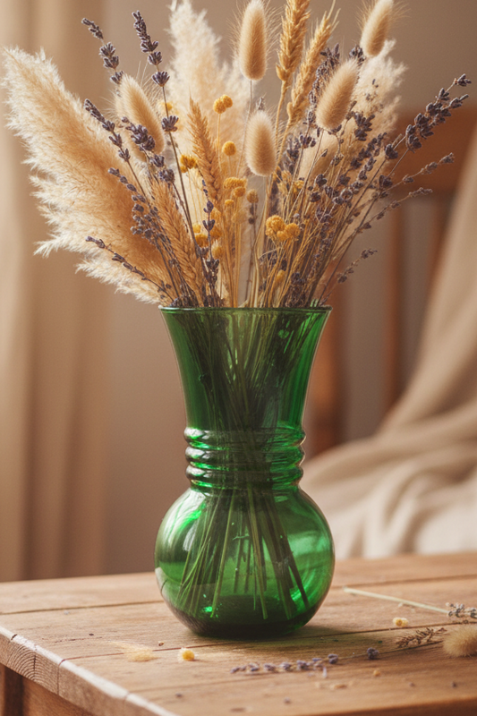 Anchor Hocking Vintage Forest Green Glass Vase | Ribbed MCM Bud Vase