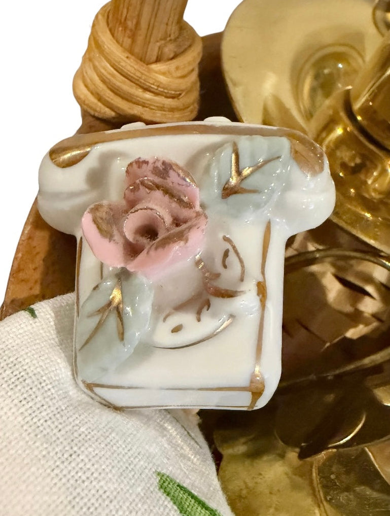 Curated Vintage Grandmillennial Basket | Collected Charm Home Decor Bundle