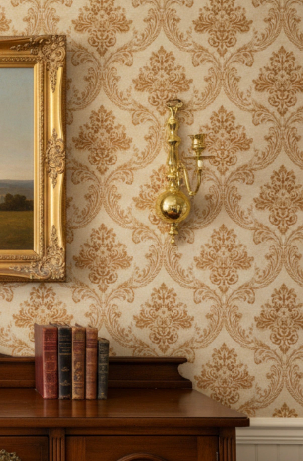 Vintage Pair of Colonial Revival Solid Brass Candle Wall Sconces