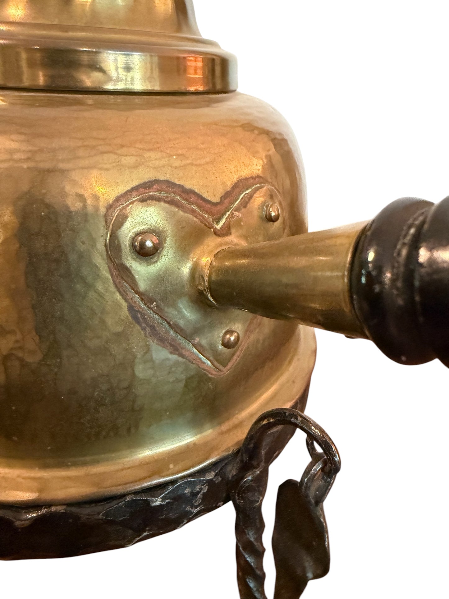 Antique Hammered Copper Kettle on Wrought Iron Stand | Turkish / Swedish Style Tea Warmer