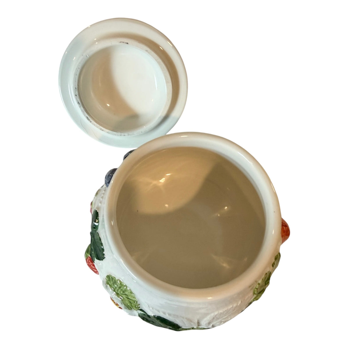 Italian Majolica Sea Gull “Capri” Vintage Creamer & Lidded Sugar Bowl Set | Hand-Painted Berry Motif | Made in Italy