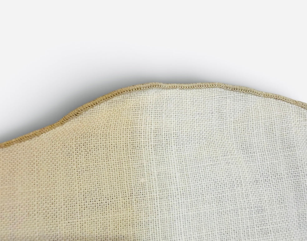 Square Linen Table Topper – Yellow & Brown Cross-Stitch Floral Design – 40”