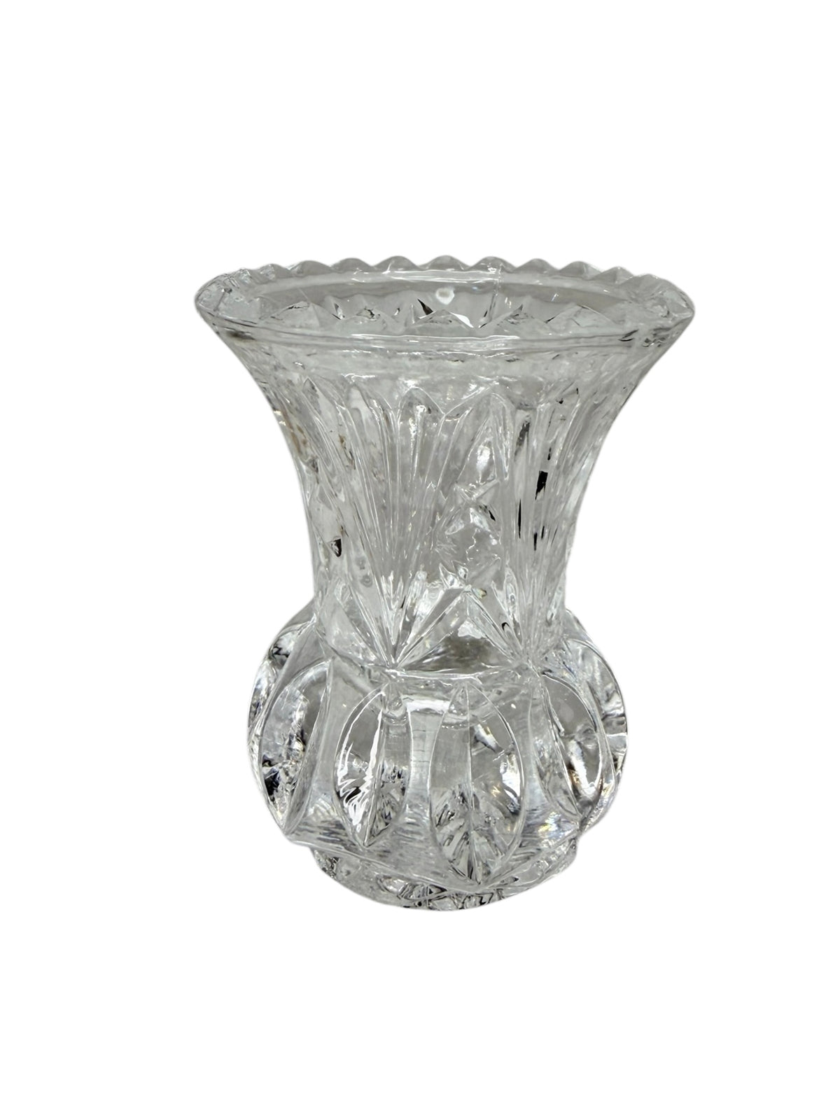Vintage Clear Cut Crystal Miniature Bud Vase | Pineapple Base Toothpick Holder
