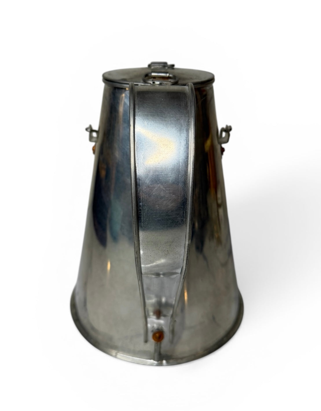 Vintage Silver-Toned Conical Coffee Pot | Mid-Century Modern / Art Deco Style Metal Vessel