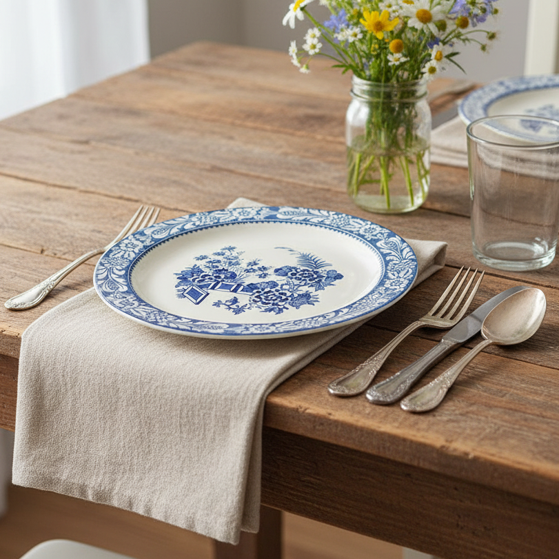 Vintage Woods Ware Wincanton Blue & White Chinoiserie Dinner Plate | English Transferware