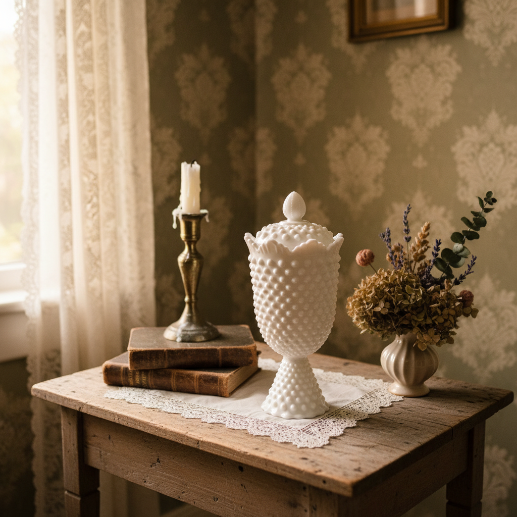 Fenton Vintage Hobnail Milk Glass Apothecary Jar