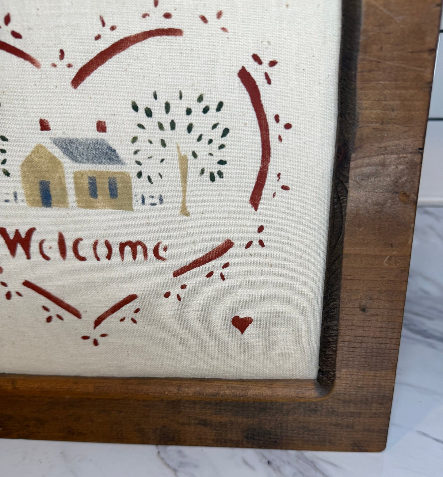 Folk Art “Welcome” Framed Sign