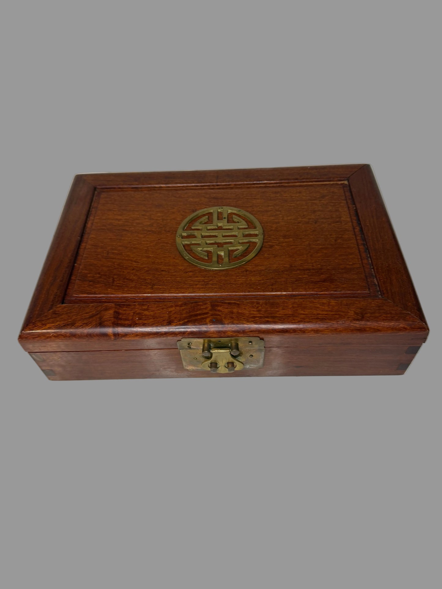 Vintage Chinese Mahogany Jewelry Box by George Zee & Co.